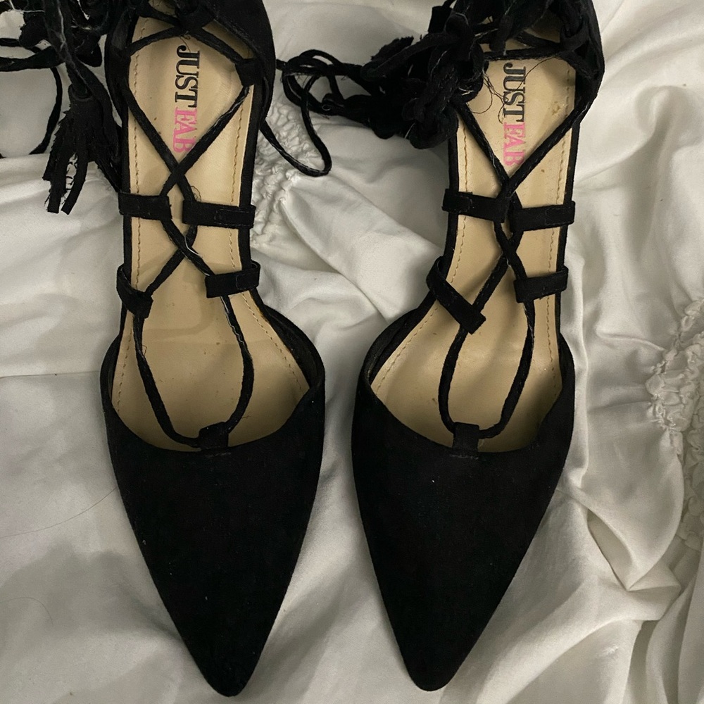 Black laceup heels